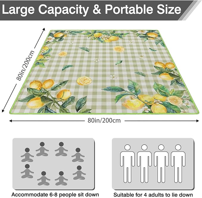 Supfitness Extra Large Picnic Blankets Waterproof Foldable (80"x 80") Boho Beach Blanket Waterproof Sandproof,3-Layer Thicking Mat Outdoor Packable Camping Blanket