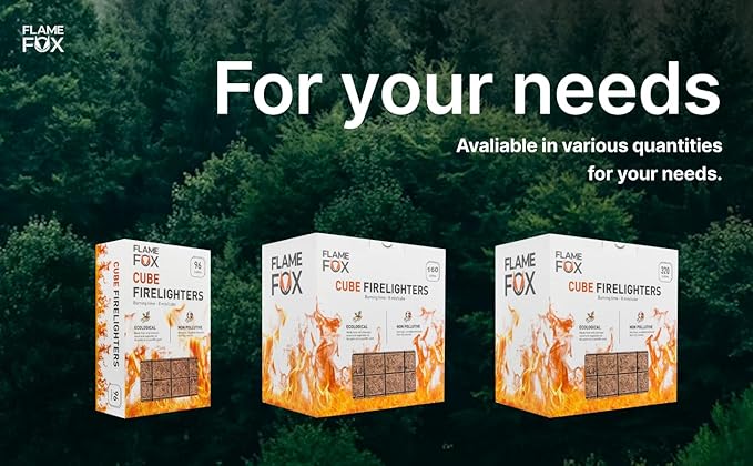 Flamefox Fire Cubes 320pcs - Quick Lighting Fire Starter for Fireplace, Wood Stove, BBQ, Camping - Easy Ignition, Long & Clean Burning, Weather Resistant Fire Lighter