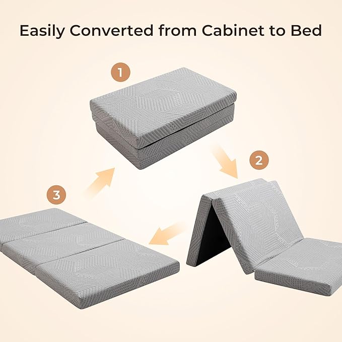 MLILY Tri-Fold Memory Foam Mattress, 6 inch Full Folding Mattress with Collapsible and Washable Cover, Travel and Guest Mat, 75"×54"×6", Grey