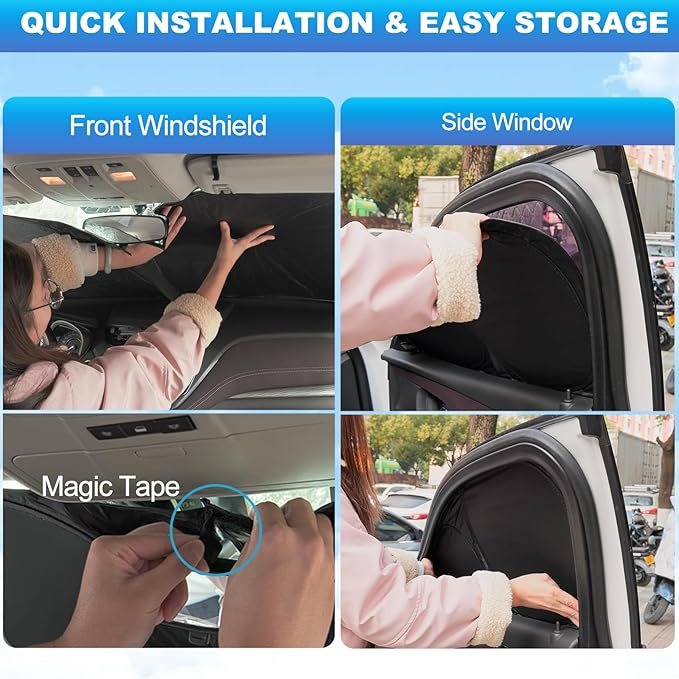 XCBYT 2019-2024 Silverado Window Shades Full Coverage Window Shades | 6-Layer Blackout Insulated Sun & UV Protection | Custom Fit Privacy Covers for Camping, Sleeping & Car Living (5 PCS)