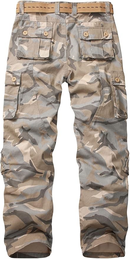 Men's BDU Casual Military Pants, Tactical Wild Army Combat ACU Rip Stop Camo Cargo Work Pants Trousers with 8 Pockets