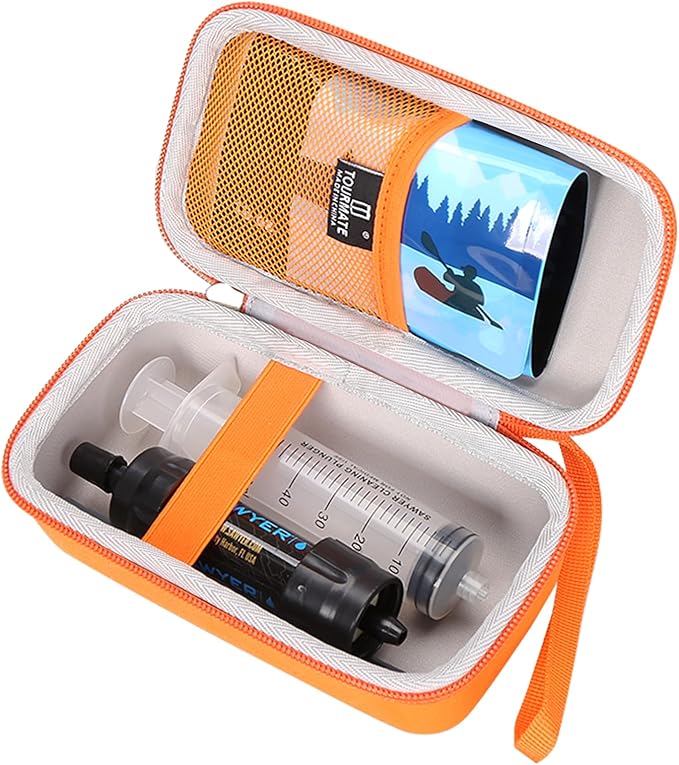 Tourmate Water Filter for Sawyer Products Mini Water Filtration System, Protective Carrying for Drinking Straw, Squeeze Pouch and Other Accessories (Orange)