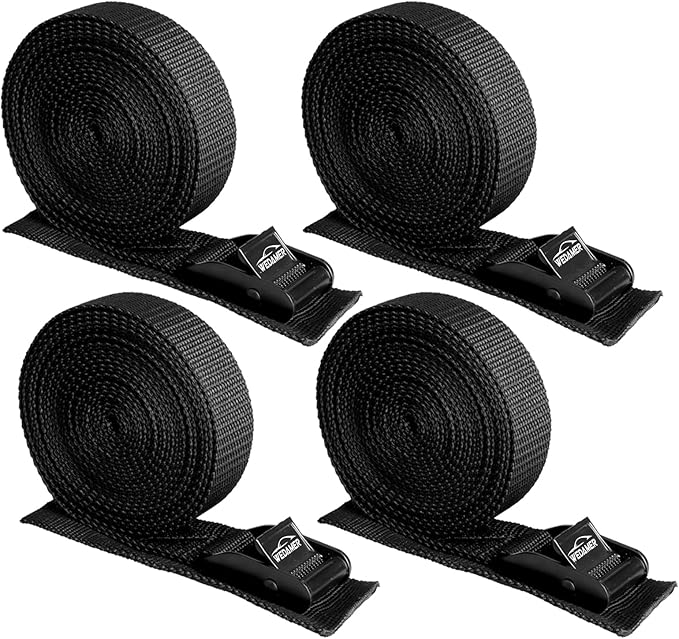 WEDAMER 4-Pack Kayak Tie Down Straps Heavy Duty Cam Buckle Tie Downs Adjustable for Trucks Motorcycles Boat RV - Ratchet Lashing Straps with Storage Bag, Roof Rack Trailer Cargo Securement 1" x16.4ft