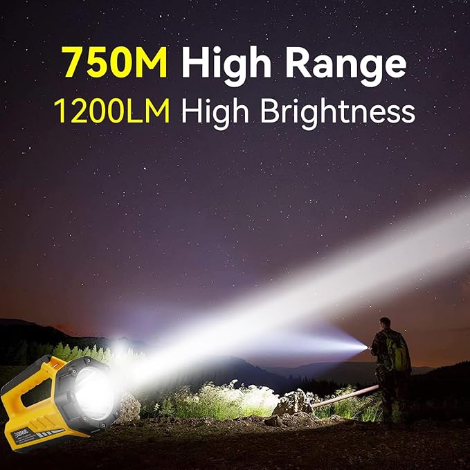 SUNREI Rechargeable LED 1500LM Flashlight, 8 Light Modes Portable Camping Lantern, 10400mAh Power Bank, IP67 Waterproof for Emergencies Power Outages, Hurricane Emergency, Hiking, Home, etc