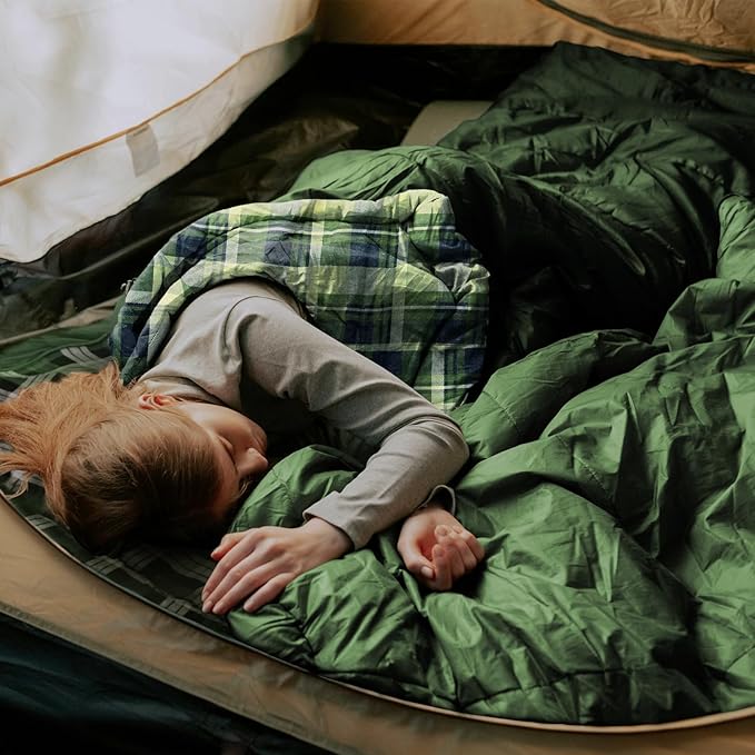 ShinHye 0 Degree Sleeping Bag for Adults - Cotton Flannel 4 Season Cold Weather Winter, XXL Big and Tall Camping Sleeping Bag with Compression Sack