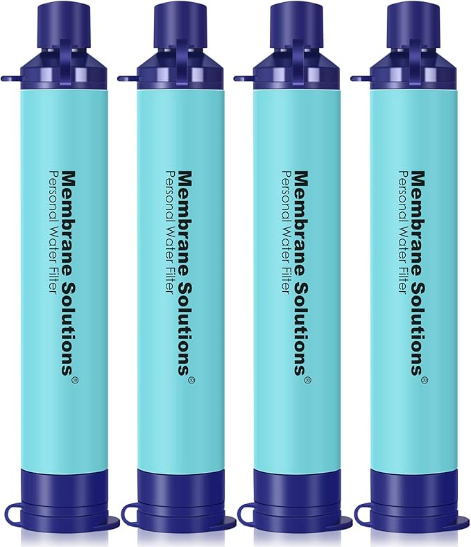 Membrane Solutions Personal Water Filter Straw (Pack of 4) Bundle with 2 Pieces Carry Case for Portable Travel and Storage