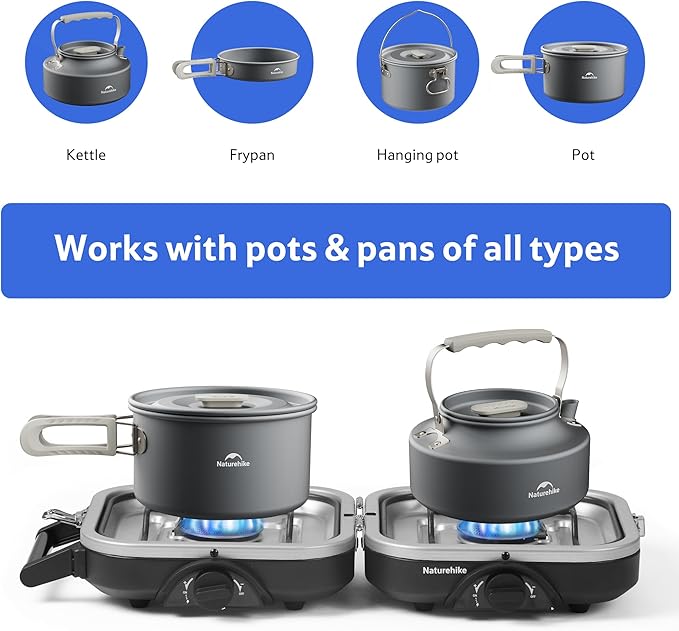 Naturehike Upgraded Folding Gas Stove 2 Burner Camping Stove Portable Gas Stove with Dual Burners Compact Lightweight Propane Stove for Camping Picnics Backpacking
