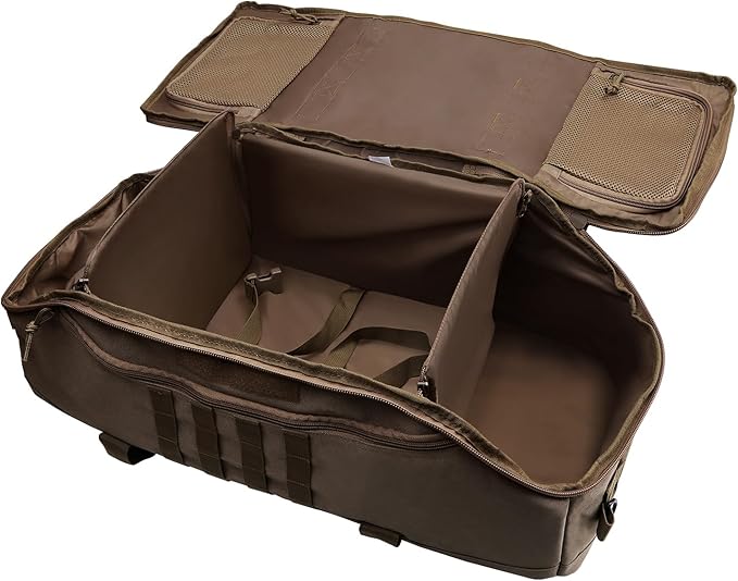 Hannibal Tactical 65L Large Duffle Bag, 3-in-1 Tactical Backpack MOLLE Pack for Sports, Gym, Outdoor, Dark Brown
