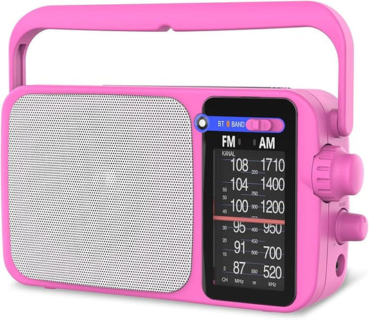 YOWGULF AM FM Radio with Best Reception,Bluetooth Portable AM FM Transistor,Battery Operated Radio or AC Power,Large Dial,Headphone Jack, Gifts for Seniors Elderly