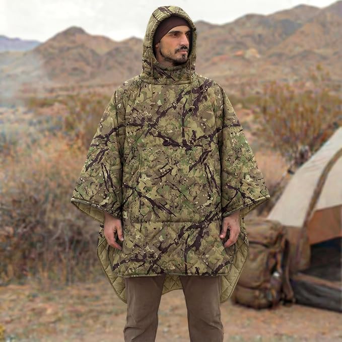 LOOGU Camo Blanket Waterproof Insulation Poncho Liner for Outdoor Camping, Hiking, Hunting, Survival, Backpacking, Picnicking