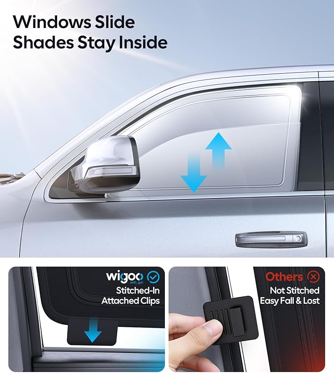 Wigoo 2026 Upgrade 6PCS Full Set Window Sunshade for Ford F150 4Doors 2021-2026 [7-Layer Cooler & Blacker, Ice-Crystal Tech] with Windshield for Sun Block, Baby, Camping, Privacy Napping, Relax
