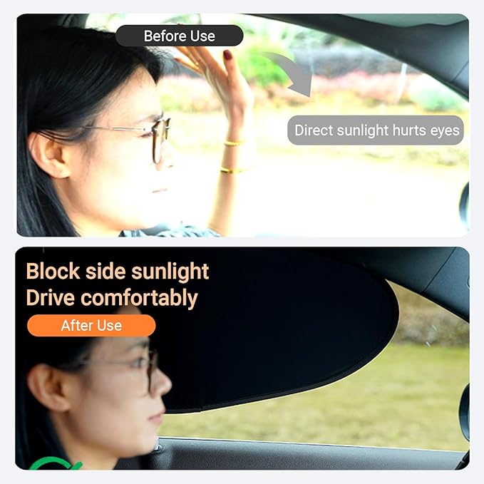 Car Side Window Sun Shades, 2 PCS Window Sunshades Privacy Curtains, Sun Glare and UV Rays Protection, Block Light for Breastfeeding, Taking a nap, Changing Clothes, Camping (Rear Window)