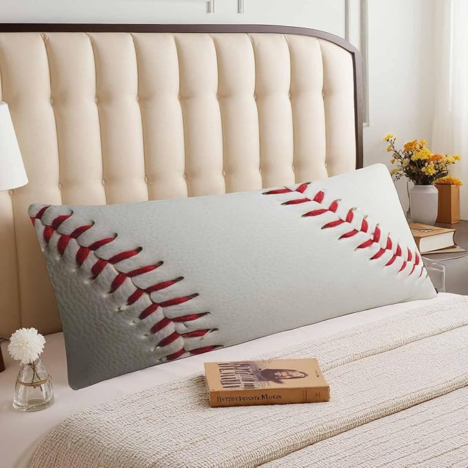 Baseball Rectangle Body Pillow Covers Baseball White Red Couch Body Pillow Pillowcase Decorative Home Body Pillows Bed Pillow Cushion Covers for Sofa Car Shop 20"X54"