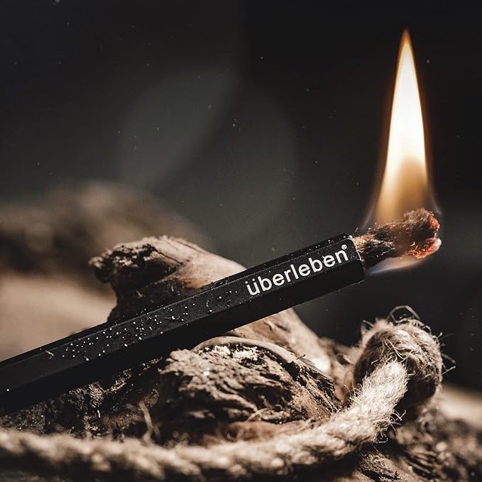 Überleben | Tindår Tinder Fire Starter Kit – 3 Paraffin-Wax Hemp Wicks & Aluminum Bellow Sleeve – 60 Min Burn, Waterproof Rope Match Fire Starter – Camping Essentials