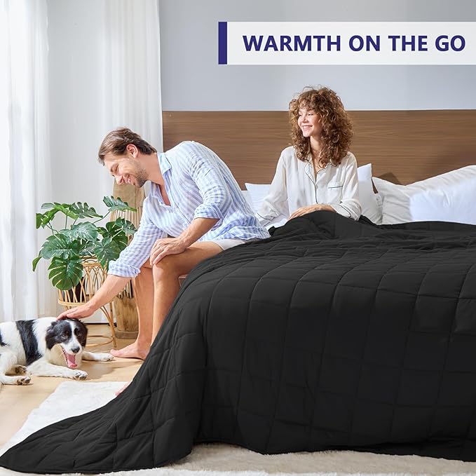 King Size Weighted Blanket for Adults (30 lbs, 80” x 87”, Black) Cooling Heavy Blanket for Sleeping Perfect for 290-310 lbs, Breathable Blanket for Adults & Couple All Season, Machine Washable