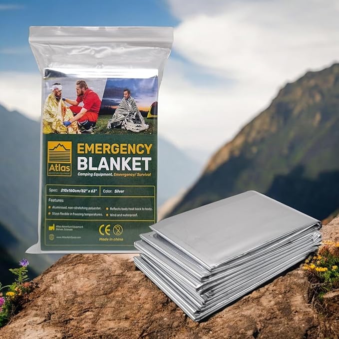Emergency Survival Blanket, Mylar Thermal Blanket, Gigantic Space Blanket 82" x 63" (5)