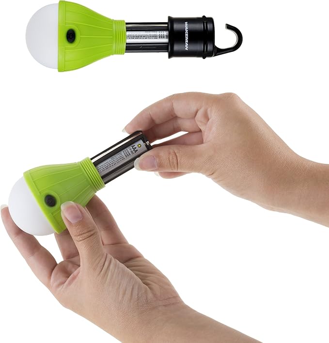 2-Pack of Portable LED Tent Light Bulbs - Indoor/Outdoor Hanging Lights with Three Settings - for Camping, Hiking, and Emergencies by Wakeman (Green)
