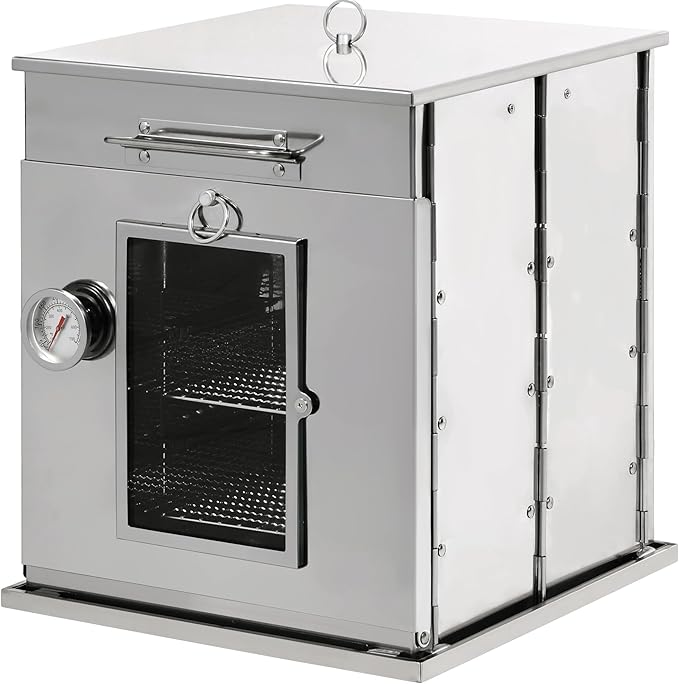 REDCAMP 30L Portable Camping Oven with 2 Tier Grill, 14"H Stainless Steel Folding Camping Stove for Baking Cinnamon Rolls, Breads and Muffins for Propane Stoves, Campers, BBQ