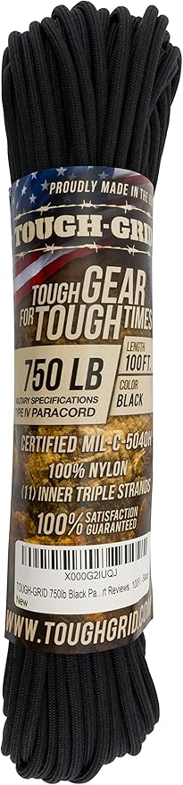 TOUGH-GRID 750 Paracord Military Grade Nylon Rope - Type IV Mil-Spec Made in USA - Tactical Survival Cord