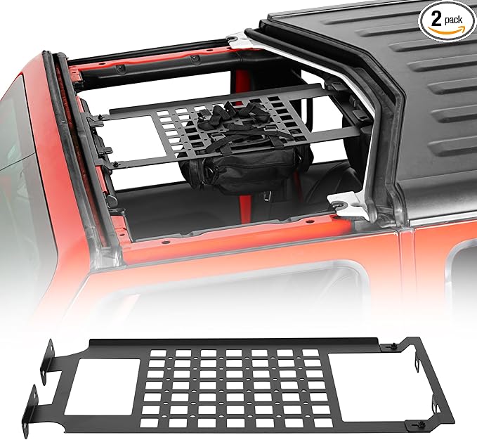 Hooke Road Front Overhead MOLLE Panel w/Pouches Roof Cargo Rack Storage Bag for 2018-2026 Jeep Wrangler JL & Gladiator JT 2/4 Doors (Hardtop Only)