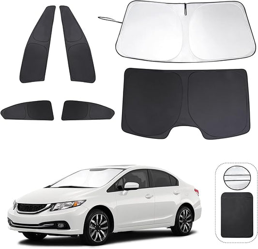 TINGLU Window Shades for Honda Civic 2012 2013 2014 2015 6PCS Accessories Car Side Full Windows Windshield Sun Shade Sun UV Rays & Privacy Protection for Camping,Napping,and Relaxing