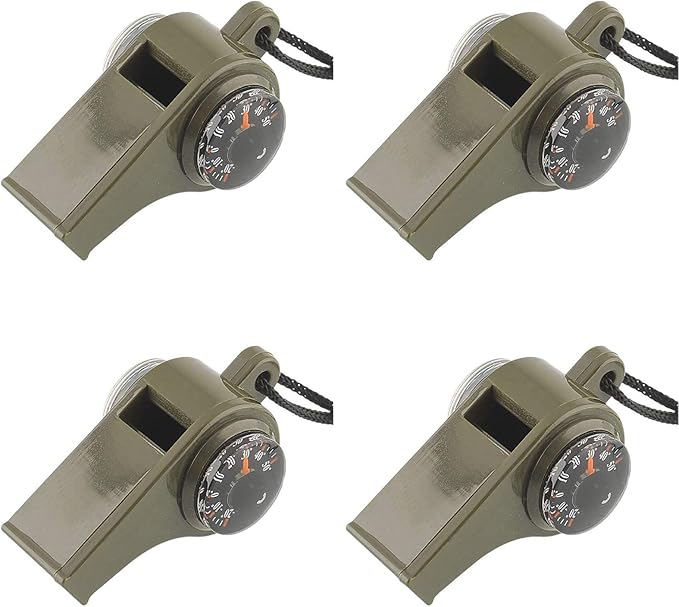 TTSAM Emergency Whistle with Lanyard, Multi-Functional 3 in1 Survival Gear Compass Thermometer for Outdoor Camping Hiking