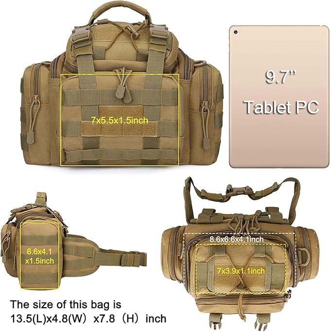 G4Free Sport Outdoor Waist Pack Tactical Sling Bag Hiking Fanny Pack Fishing Tackles(Tan)
