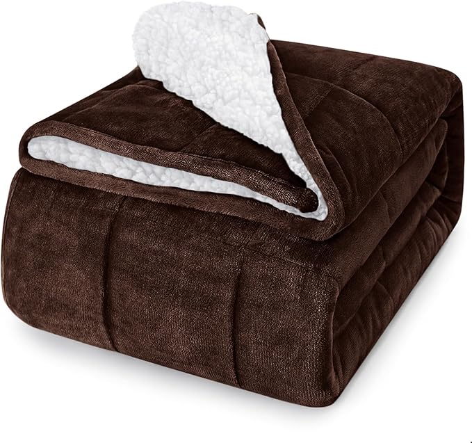 yescool Weighted Blanket for Adults (20 lbs, 60" x 80", Brown) Heavy Blanket for Sleeping Perfect for 140-160 lbs, Queen Size Breathable Blanket with Premium Glass Bead, Machine Washable