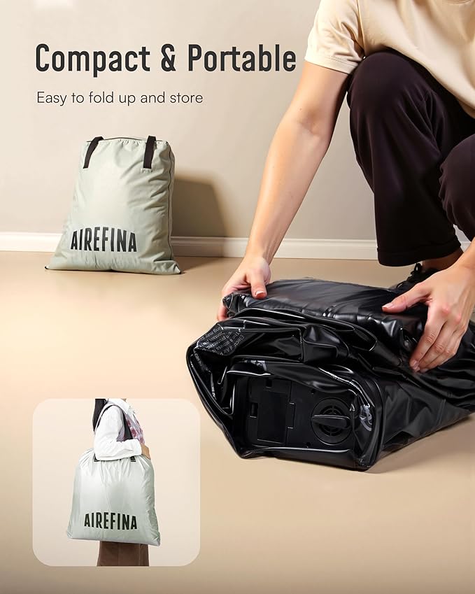 Airefina Twin Air Mattress with Built-in Pump, Upgraded 18" Raised Blow Up Air Bed, Fast 2-Min Self-Inflation, Comfortable Inflatable Mattress for Home Guest & Camping, Incl. Carry Bag & Repair Kit