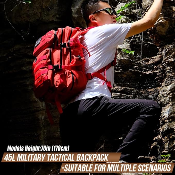 45L Tactical Backpack for Men Women, Military Assault Pack with MOLLE, Large 3 Day Bug Out Bag for Hiking Camping