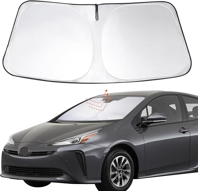 Windshield Sun Shade Custom Fit 2016-2022 Toyota Prius Hatchback (NOT for Prius C or Prius V) Accessories Foldable Window Sunshade Sun Blocker Damage Keep Car Cooler