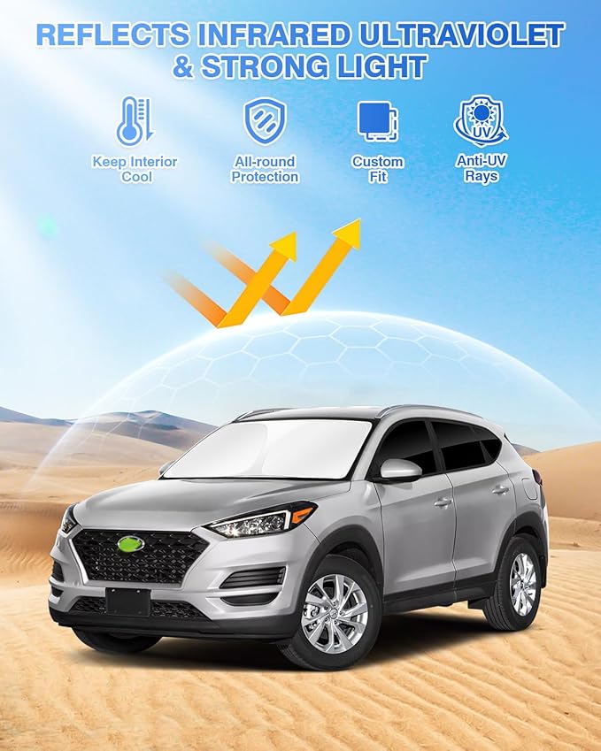 Canvcle Sunshades for Hyundai Tucson 2016-2021 Accessories Windshield Sun Shade Side Rear Window Shade Cover Sun Visor Shield Privacy Protection Keep Vehicle Cool Black 8PCS