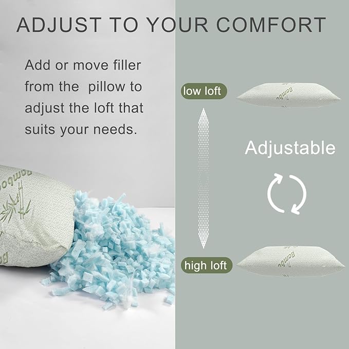 2 Pack Camping Pillow For Sleeping,Filled with Shredded Memory Foam,Compact & Packable,Storage Bag,Soft Cover,Travel Pillow for Backpacking Hiking Gear & Accessories (Anti pilling cover, 17"X12")