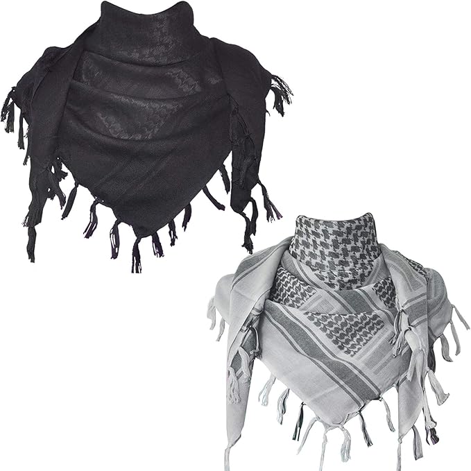 Explore Land Cotton Shemagh Keffiyeh Tactical Desert Scarf Neck Head Wrap with Tassel for Men Women