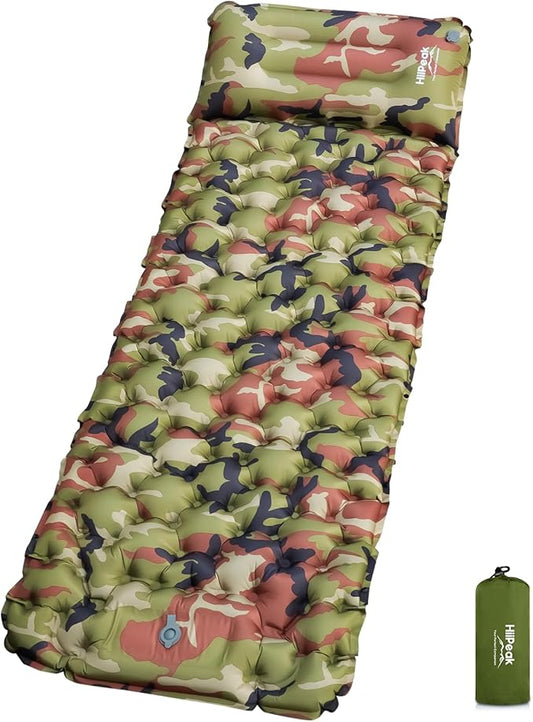 HiiPeak Sleeping Pad for Camping- Ultralight Inflatable Sleeping Mat with Built-in Foot Pump & Pillow, Upgraded Compact Camping Air Mattress for Tent, Backpacking, Hiking