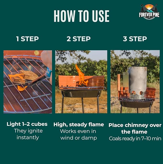 Fire Starter Cubes, 320 pcs- Easy BBQ Ignition - Natural, Waterproof & Odorless Firestarter Squares for Campfire, Charcoal Grill, Outdoor Fire Pit, Wood Stove, Fireplace, Logs - Camping Essentials