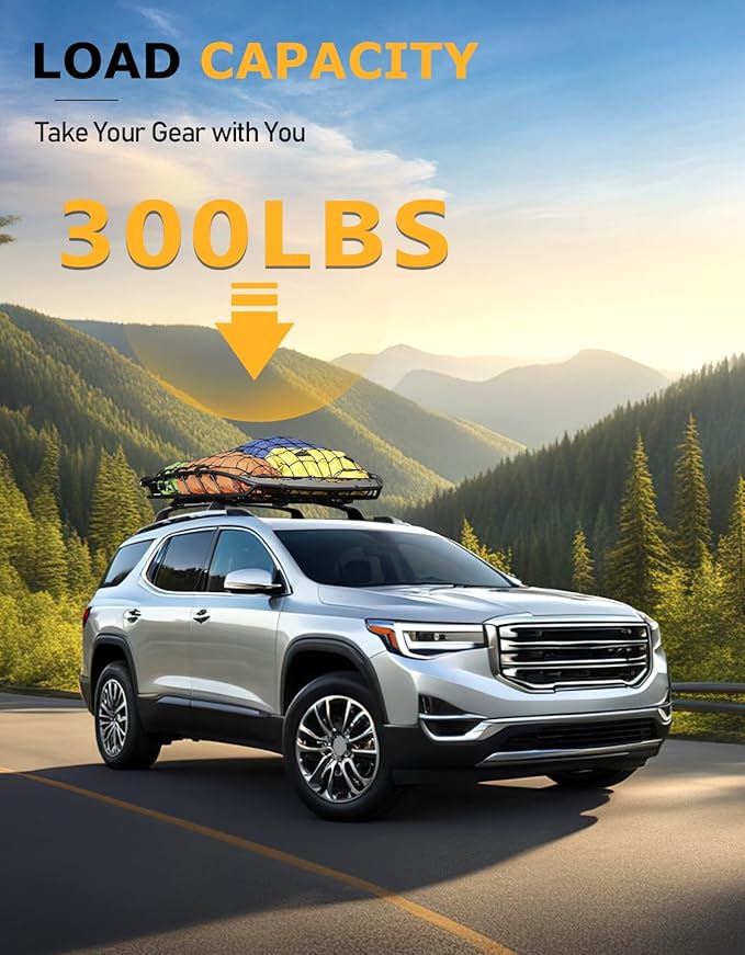 Tuyoung 300lbs All Aluminum Cross Bars Roof Racks Compatible with GMC Acadia 2017 2018 2019 2020 2021 2022 2023, Lockable Heavy Duty Roof Rails Crossbars Luggage Cargo Carrier Rooftop SUV Accessories