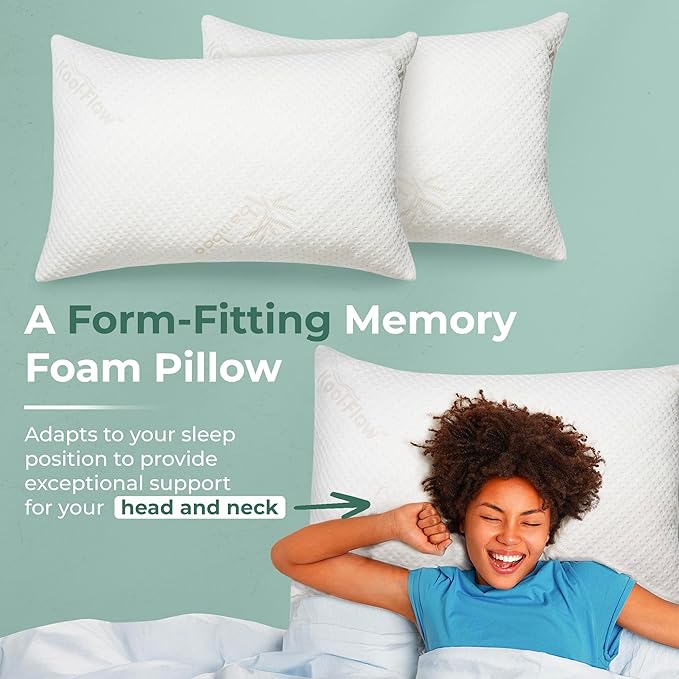 Snuggle-Pedic Standard Shredded Memory Foam Pillow for Sleeping - Cooling and Neck, Back, and Shoulder Support - Ideal for Side Sleepers, Pregnancy, Dorm Rooms, and Travel - USA Quality