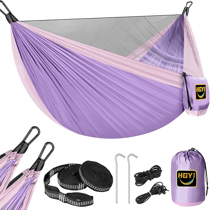 Camping Hammock Mosquito Net,Double & Single Portable Hammocks for Kids Hammocks with 2 Tree Straps,Hammock Tent for Travel Camping,Camping Accessories for Indoor Outdoor Hiking Backpacking