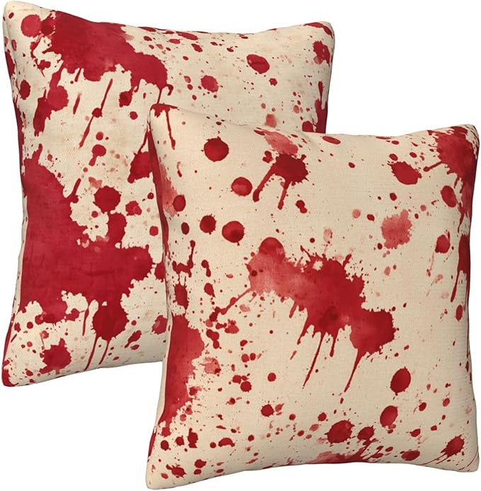 Blood Throw Pillow Covers 18x18 inch Set of 2 Halloween Pillow Case Cushion Cover for Home Sofa Couch Living Room Car Decor