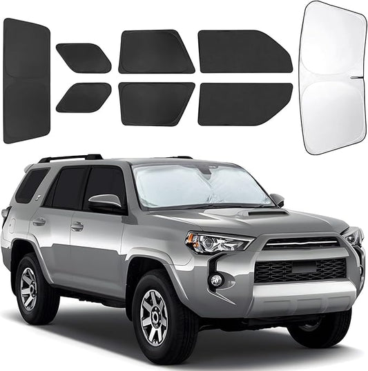 for Toyota 4Runner 2010-2024 Car Window Shades, 8pcs Privacy Sun Shade Set for Front Windshield Side and Rear Windows, Full Window Covers Keeps Vehicle Cool for Camping Napping