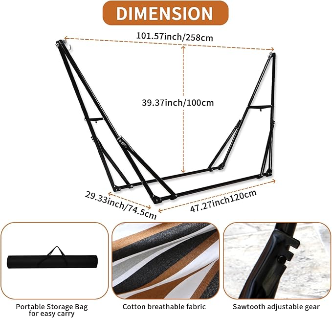 Portable Hammock with Stand for Outside Foldable,Frabic Tension Adjustable Indoor,Carrying Bag Included, 616 lbs Weight Capacity, Suitable Garden Yard Outdoor Inhouse Cyan