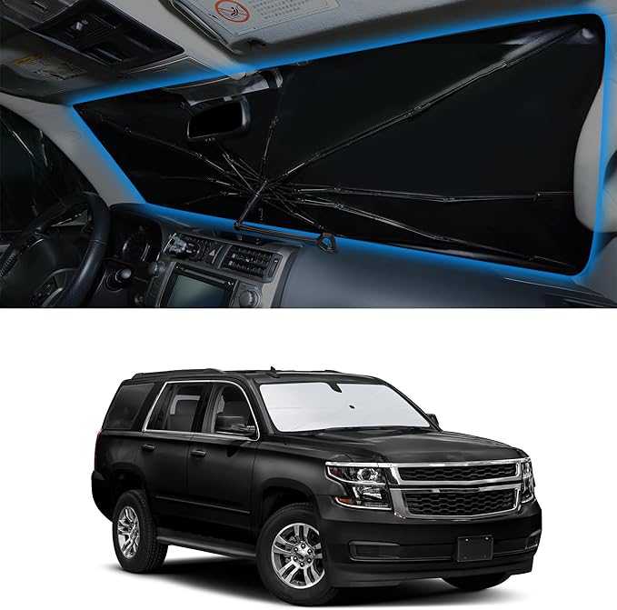 Windshield Sun Shade Umbrella Accessories Compatible with 2015 2016 2017-2020 Tahoe SUV for Foldable Sunshade Sun Visor Blocks UV