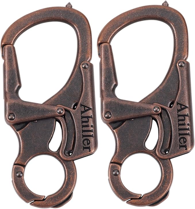 Ahiller Carabiner Keychain Clip, Double Lock Designed - Tungsten Steel Tip, Multifounction Tools for Camping, Hiking, Fishing, Outdoor Survival