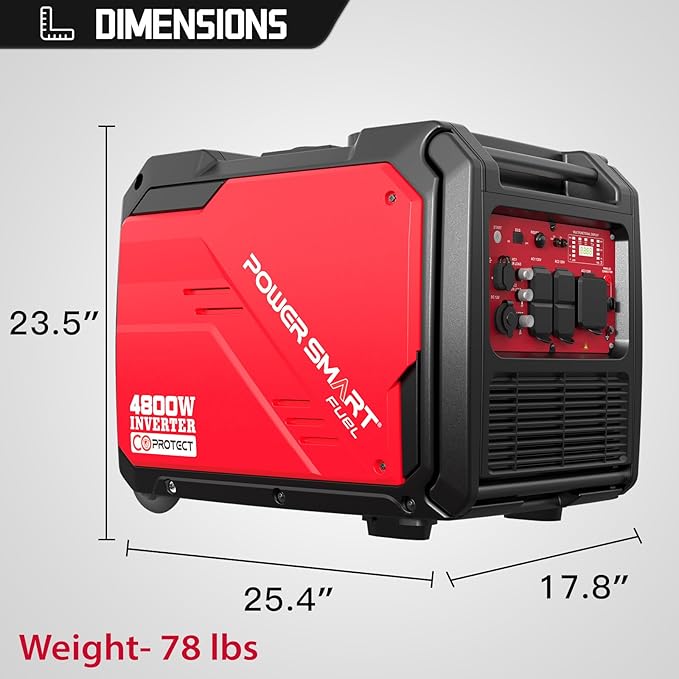 5000 Watt Portable Inverter Generator with Electric Start, 30 Amp for Home Use and Emergency Backup, CO Protect, Super Quiet