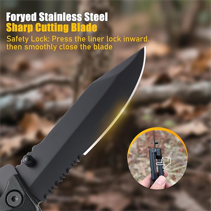 Leopcito Multitool Knife with Nylon Pouch, 22 in 1 EDC Multi Tools with Fire Starting Sticks, Bottle Opener, Whistle, Pocket Knife and Window Breaker, Perfect for Survival, Outdoor and Everyday Use