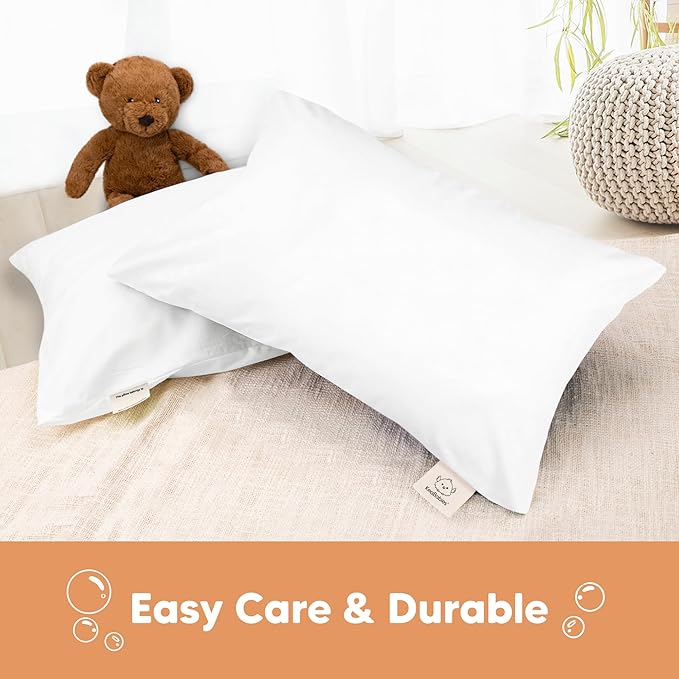 KeaBabies Toddler Pillowcase 13x18 – 2-Pack Organic Cotton Toddler Pillowcase for Kids, Boys, Girls, Soft & Durable Cotton Cover for Miniature Sleepy Pillows,Cute,Pillow Sold Separately (Soft White)