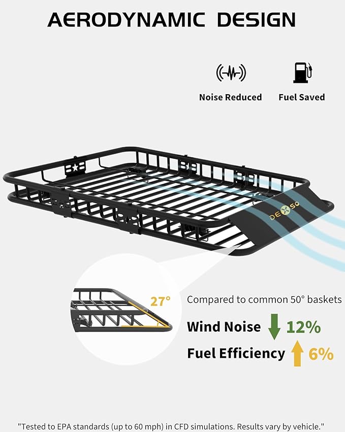 46" x 36" Universal Roof Rack Basket, 200 Lbs Capacity Rooftop Cargo Carrier Basket with 15 Cubic Feet (44" x 34" x 17") Waterproof Luggage Bag, for Suvs, Trucks, Vehiclesor Suvs, Trucks, Vehicles