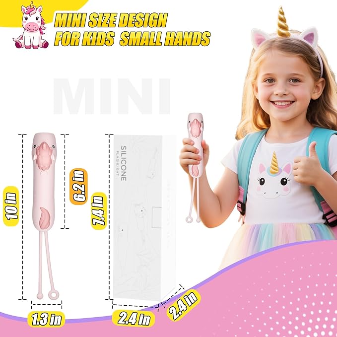 Kids Flashlight Rechargeable, LED Kid Flashlight for Boys & Girls, Unicorn Toys for Girls Age 4-6, Pink Unicorns Flashlights for Kid for Camping & Outdoor Adventures, Birthday Gift, 1Pack