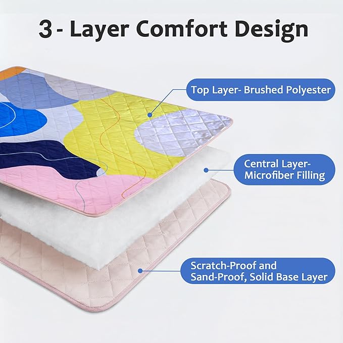 Exclusivo Mezcla Waterproof Picnic Blankets 60x80 Inch, 3 Layer Extra Large, Sandproof and Foldable Outdoor Blanket for Beach Camping, Park and Travel